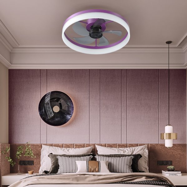 5-227.jpg Ceiling Fans with Lights Dimmable LED Embedded installation of thin modern ceiling fans(Purple)