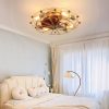 Low Profile Caged Ceiling Fan with Lights Remote Control, Embedded modern industrial ceiling fan