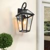 5-242.jpg 21"(H) 2-Pack Outdoor Wall Lantern Light C Modern Black Metal & Clear Glass Sconce for Porch, Patio, and Garden Lighting (Bulb Not Included)