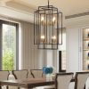 18" Modern 8-Light Black Gold Geometric Pendant Chandelier, Industrial Metal Frame, Adjustable Hanging Light for Living Room, Dining Room, Kitchen (No Bulbs)