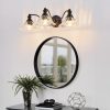 24 Inch 3-Light Vintage Bathroom Wall Sconce C Elegant Black Metal and Glass Lampshade Vanity Light Fixture for Bathroom, Hallway, or Bedroom (Bulb Not Included)