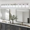 10-Light Bathroom Light Fixtures, 65.52inch Nickel Vanity Light with Milky White Glass Shade, Modern Bathroom Wall Lights Over Mirror, Farmhouse Wall Sconces Lighting for Bedroom Living Room
