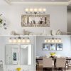 31" Modern 5-Light Vanity Wall Sconce, Brushed Nickel Finish with Frosted Glass Shades for Bathroom or Hallway Lighting (No Bulbs)