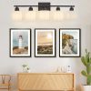 5-41.jpg Black Bathroom Light Fixtures, 5-Light Modern Vanity Light Over Mirror, Wall Sconces with Milky White Frosted Glass Shades, E26 Socket (Bulbs Not Included)