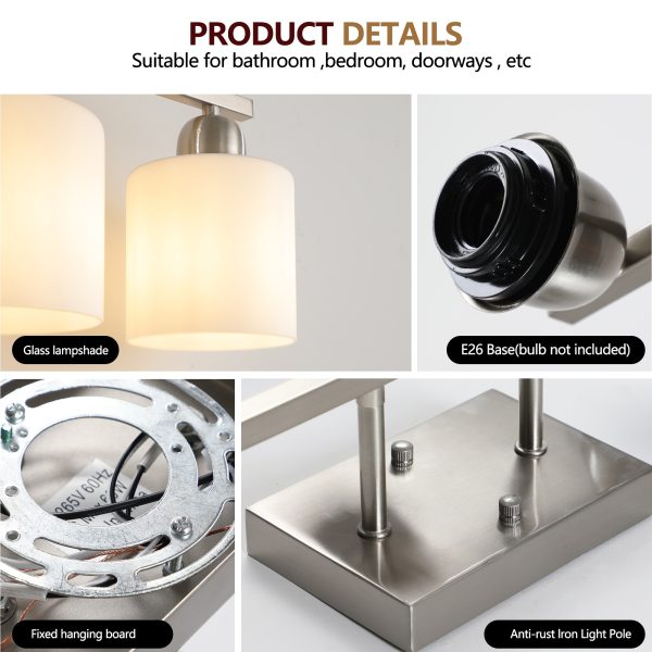 5-42.jpg Brushed Nickel Bathroom Light Fixtures, 5-Light Modern Vanity Light Over Mirror, Wall Sconces with Milky White Frosted Glass Shades, E26 Socket (Bulbs Not Included)
