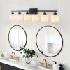 5-44.jpg 6-Light Black Vanity Lights, 38'' Modern Bathroom Vanity Lighting Fixtures for Mirror, Matte Bathroom Lighting Fixtures, Black Wall Sconces for Bedroom Living Room