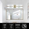 28" Golden Minimalist LED Bathroom Vanity Light with Crystal Sand Acrylic Shades, 4-Light Wall Mounted Decorative Lighting Fixture, Suitable for Bathroom Vanity Mirror