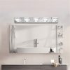 32" Modern Chrome 5-Light LED Vanity Light, Square Acrylic Lampshades Wall Mount Fixture for Bathroom, Mirror Lighting