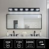 40" Modern 6-Light LED Vanity Light - Sleek Bathroom Wall Fixture, Iron & Acrylic, Dimmable & Energy-Efficient, Ideal for Mirror Lighting