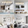 5-7.jpg 39" Modern 6-Light Vanity Wall Sconce, Golden Finish with Frosted Glass Shades for Bathroom or Hallway Lighting (No Bulbs)