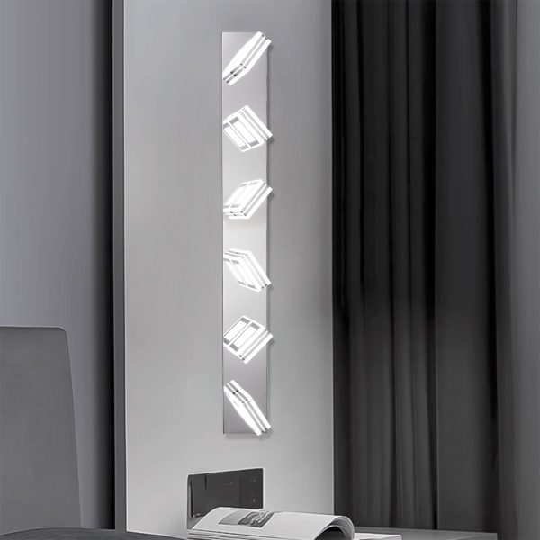 39" Modern Chrome 4-Light LED Vanity Light, Square Acrylic Lampshades Wall Mount Fixture for Bathroom, Mirror Lighting
