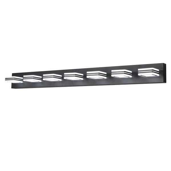 45" Modern Black 7-Light LED Vanity Light, Square Acrylic Lampshades Wall Mount Fixture for Bathroom, Mirror Lighting