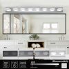52" Modern Chrome 8-Light LED Vanity Light, Square Acrylic Lampshades Wall Mount Fixture for Bathroom, Mirror Lighting