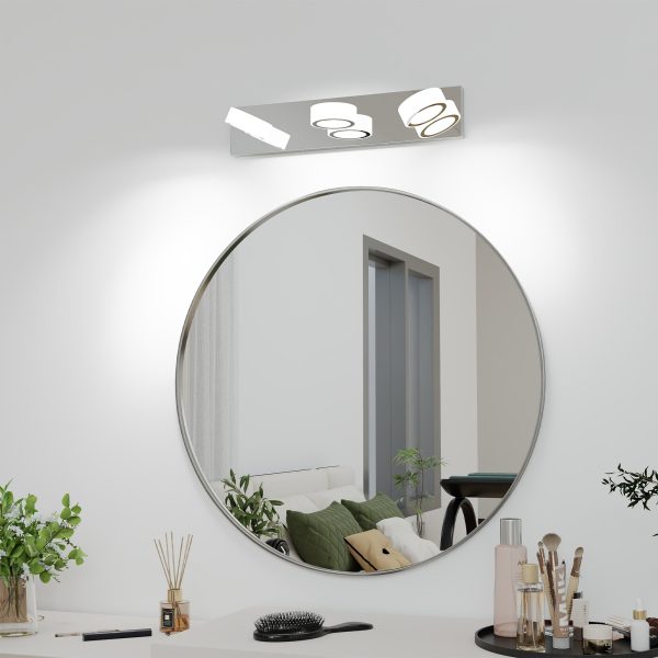 5-77.jpg LED Modern 3 Light White Rotating Oval Acrylic with Chrome Base 21 Inch Vanity Light Over Mirror Lighting Fixture