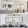 52" Modern 8-Light Vanity Bathroom Mirror Light, Frosted White Glass with Black Iron Frame, Contemporary Wall Sconce for Bedroom, Bathroom, and Dressing Room (Bulb Not Included)