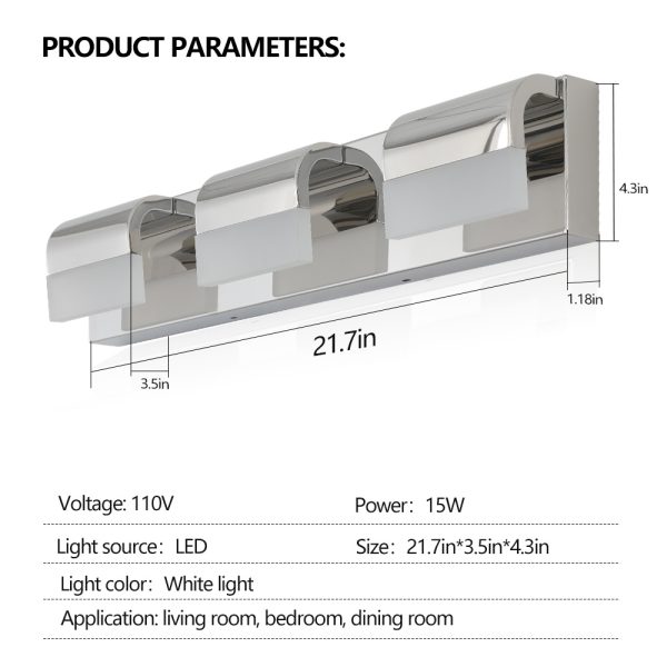 5-86.jpg Bathroom Vanity Lighting 3-Light LED Vanity Lights Over Mirror Bath Wall Lighting