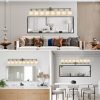 5-9.jpg 52" Modern 8-Light Vanity Wall Sconce, Brushed Nickel Finish with Frosted Glass Shades for Bathroom or Hallway Lighting (No Bulbs)