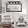 5-93.jpg Modern 5-Light Matte Black LED Vanity Light Fixture with Crystal Glass Shades, Bathroom Wall Sconce for Elegant and Contemporary Home Decor