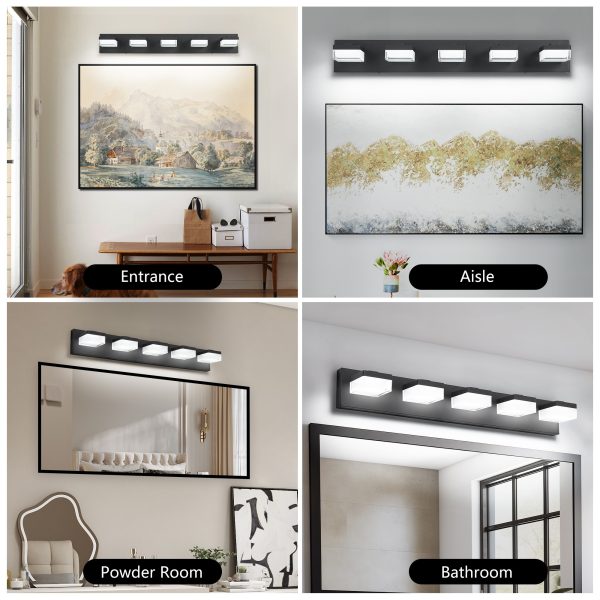 5-98.jpg Bathroom Vanity Lights Over Mirror for Mirror Led Light Fixture 5 Lights Modern Black Vanity Light